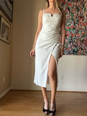 Reformation White Woven Organic Cotton Dress